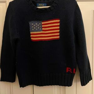 Polo Ralph Lauren Toddler boys crewneck American flag knit sweater